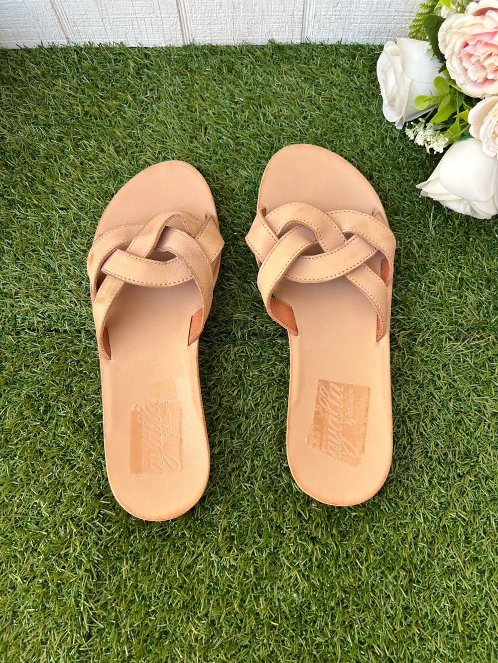 ANTELOPE Alta Woven
Leather Slide Sandal Women's Tan Slide Braided Strap Sz 40 - Picture 7 of 16